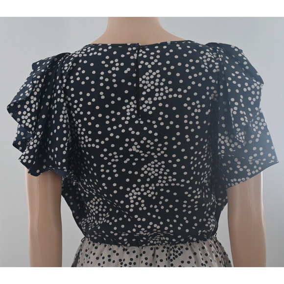 A/X Armani Exchange Twee Black Polka Dot Mini Dress XS Flutter Sleeves No Belt - Picture 10 of 15